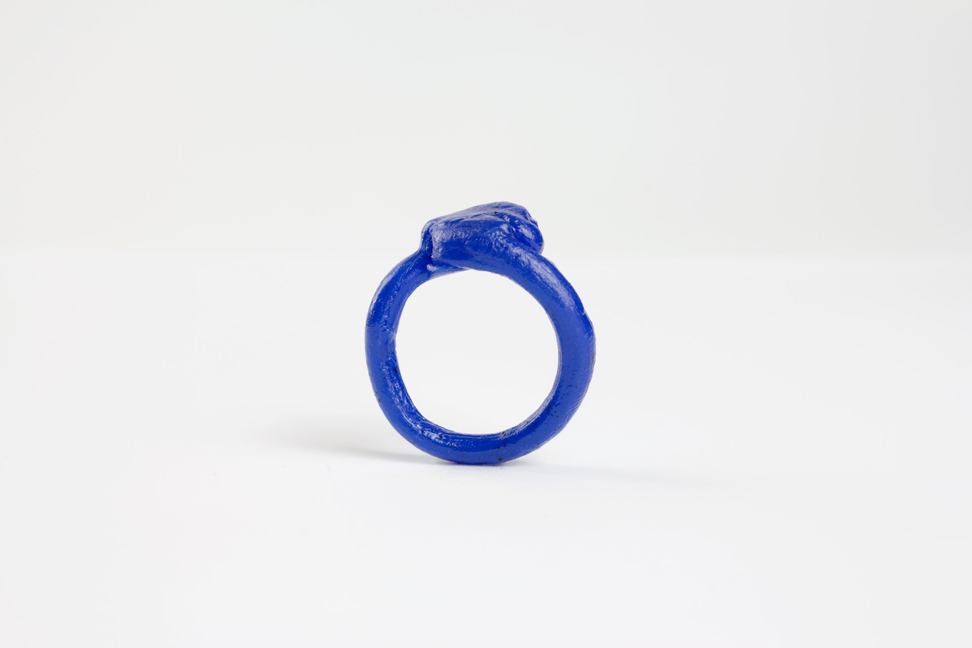 fine art unique Plastic doodle Ring out of recycled blue HDPE plastic linking to our ring collection